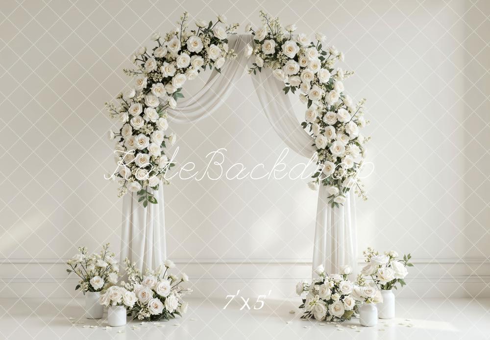 Kate Spring Flower Arch White Roses Floral Arrangement Backdrop Designed by Mini MakeBelieve