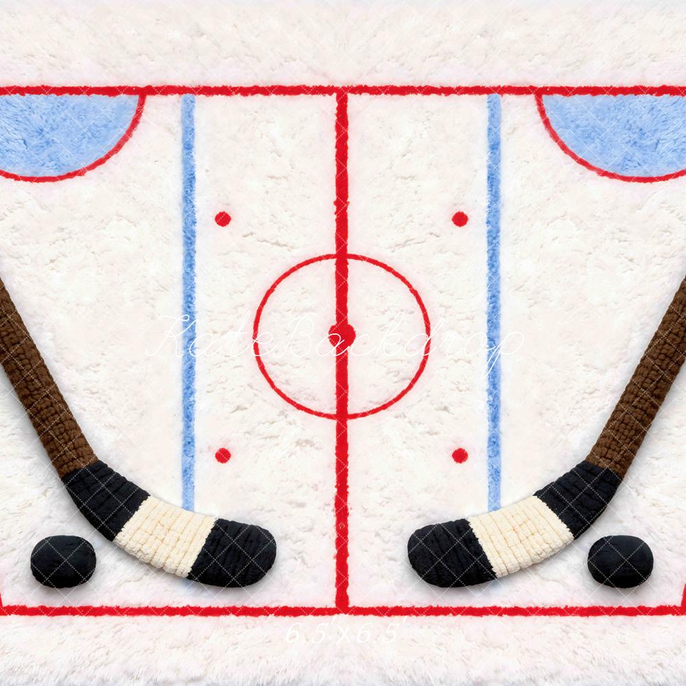 Kate Newborn Hockey Rink Sticks Puck Printed Backdrop Designed by Mini MakeBelieve