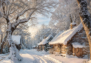 Fondo de Árboles del Pueblo Nevado de Invierno Designed by Emetselch