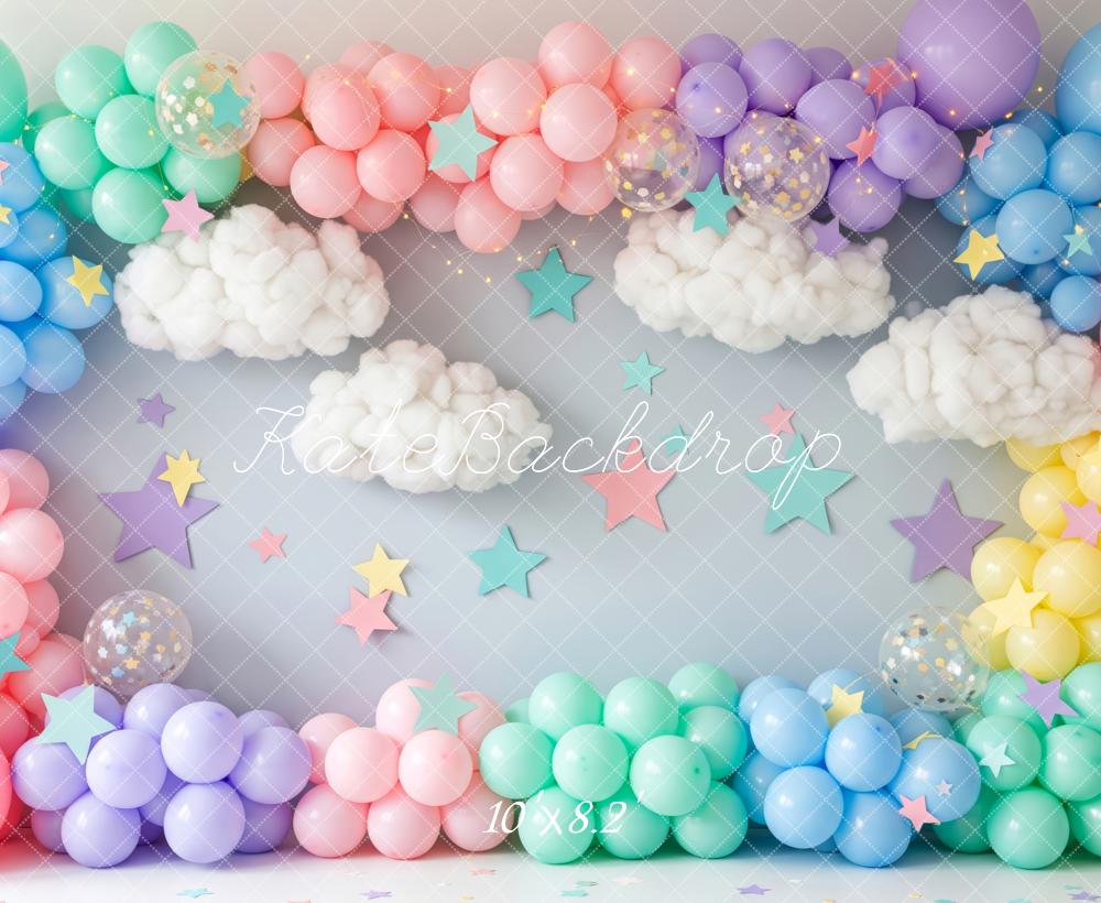 Kate Cake Smash Pastel Balloon Cloud Star Backdrop Designed by Patty Roberts