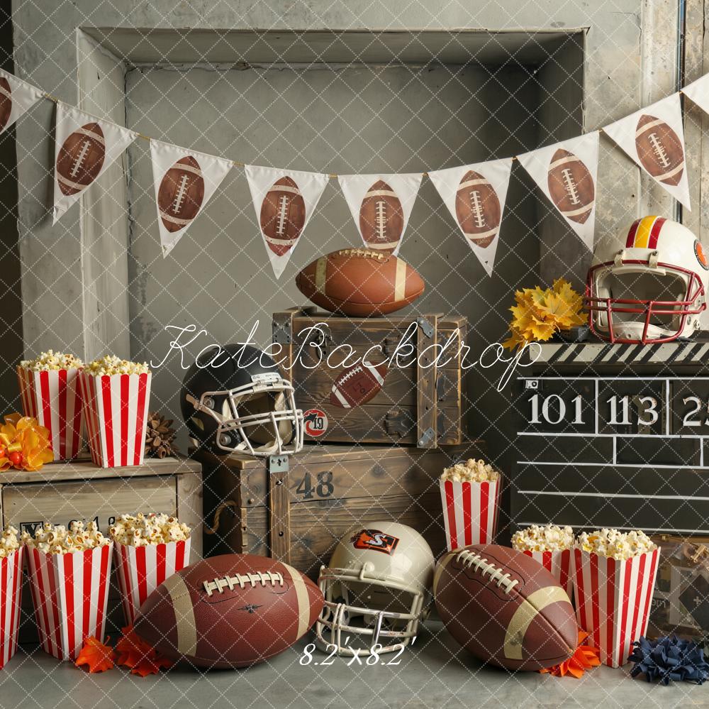 Kate Sports Football Helmets Popcorn Scoreboard Fall Backdrop Designed by Chain Photography