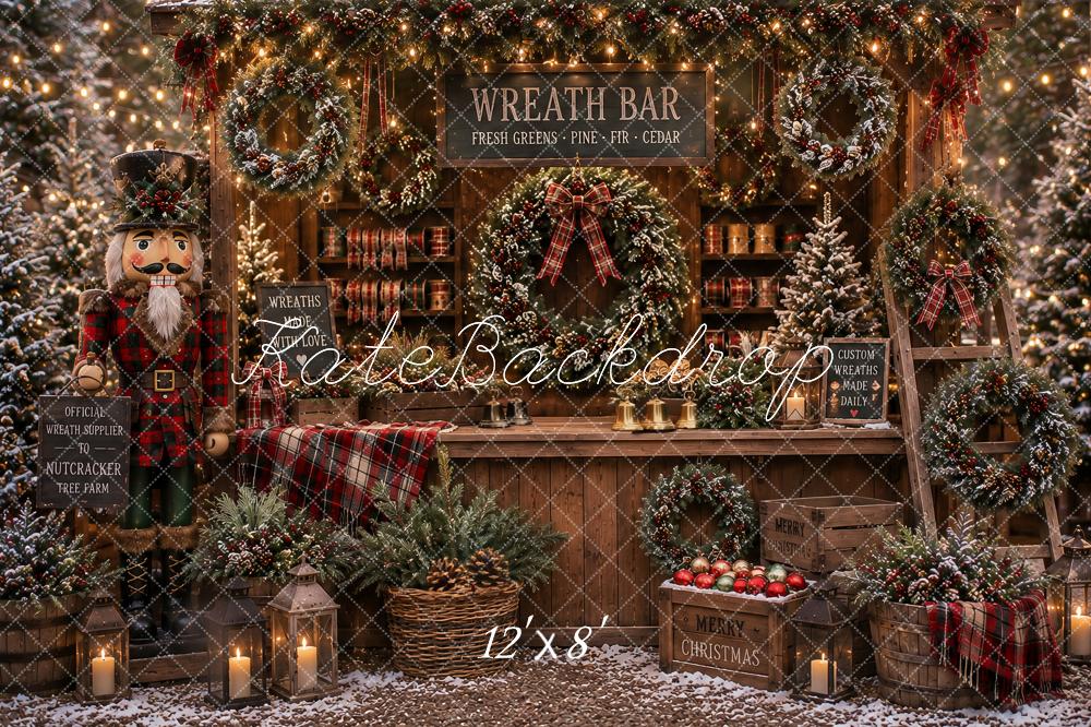 Kate Christmas Rustic Wreath Stand Nutcracker Ladder Printed Backdrop Designed by Ashley Paul