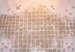 Kate Snowy Pink Tile Floor Printed Backdrop Designed by Emetselch