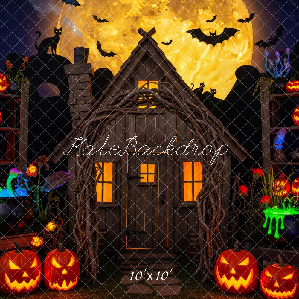 Kate Halloween Haunted House Jack-O-Lantern Moon Cauldrons Backdrop Designed by Patty Roberts