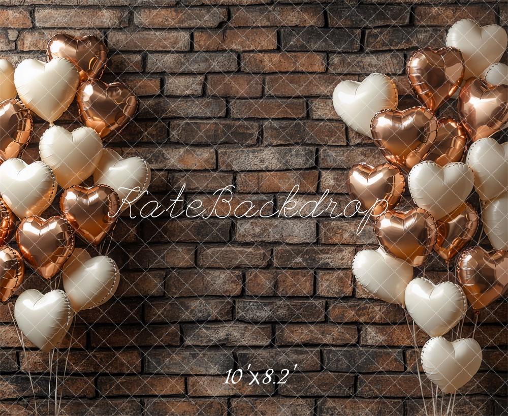 Kate Heart Balloons Brick Wall Backdrop Designed by Mini MakeBelieve