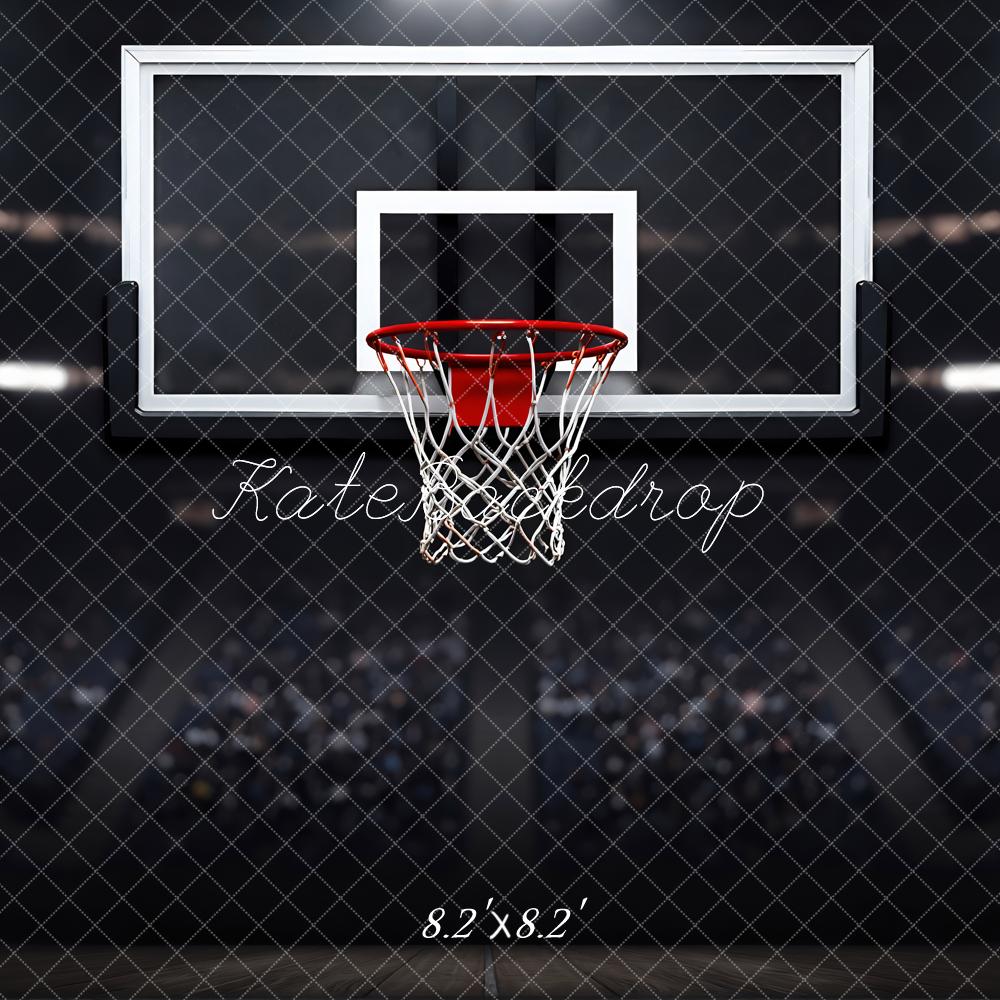 Kate Sports Basketball Hoop Court Stadium Printed Backdrop Designed by Mini MakeBelieve