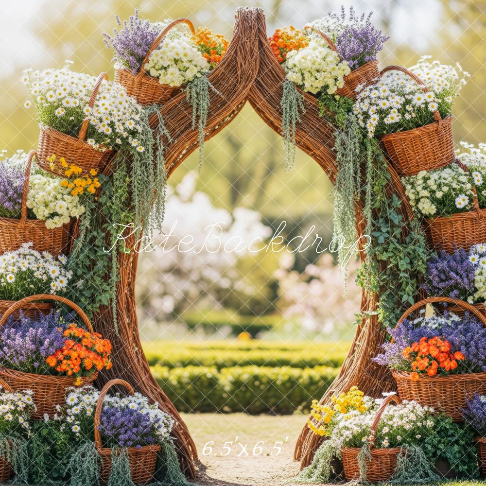 Kate Spring Flower Arch Wicker Baskets Backdrop Designed by Patty Roberts