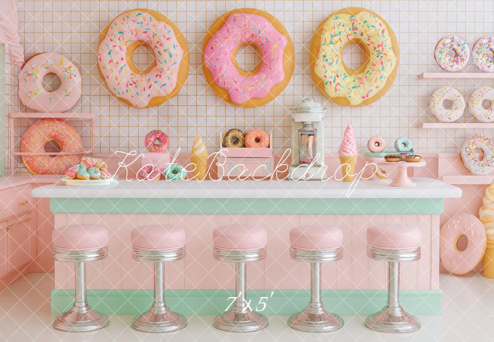 Kate Dreamy Donut Shop Diner Counter Pink Backdrop Designed by Patty Roberts