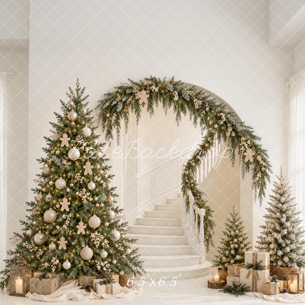 Kate Christmas Tree Staircase Garland Arch Living Room Printed Backdrop Designed by Emetselch
