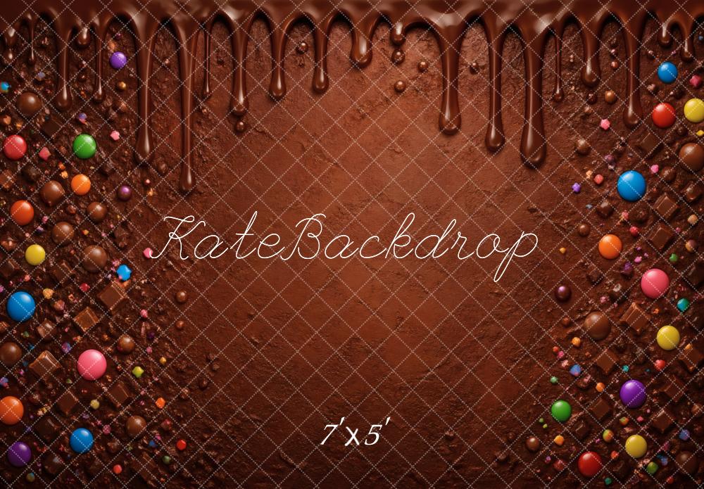 Kate Kids Chocolate Party Candy Drip Brown Printed Backdrop Designed by Vertigo Productions