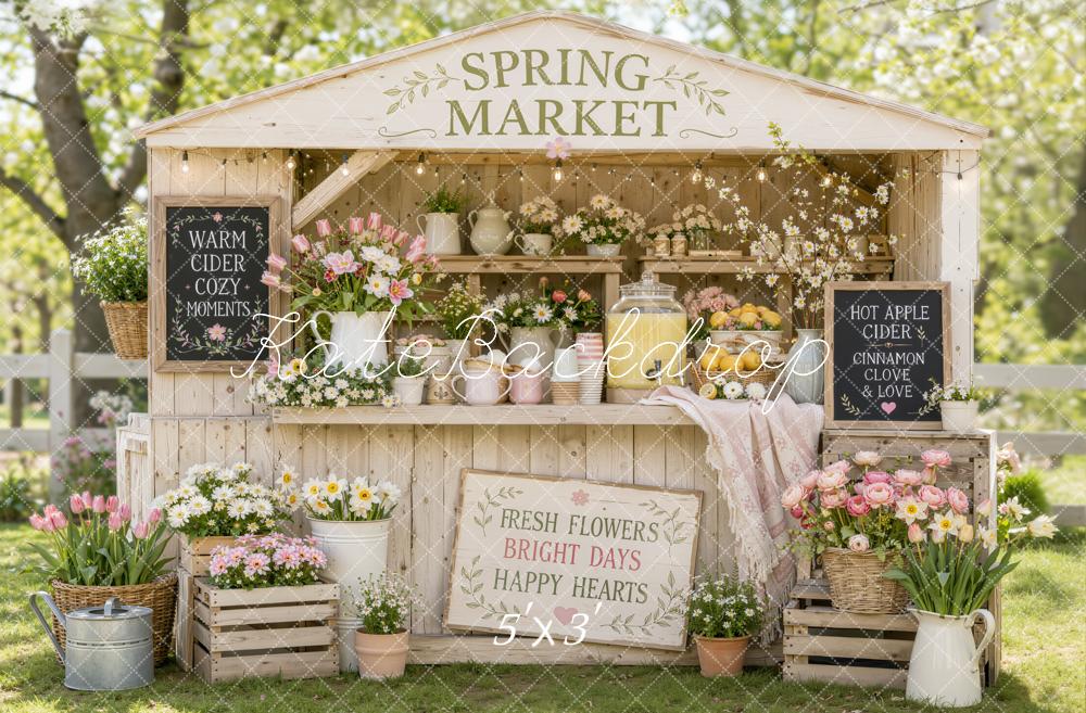 Kate Spring Flower Market Rustic Booth Outdoor Printed Backdrop Designed by Emetselch