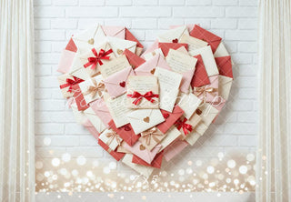 Kate Valentine's Day Heart Envelopes White Brick Wall Printed Backdrop Designed by Mini MakeBelieve