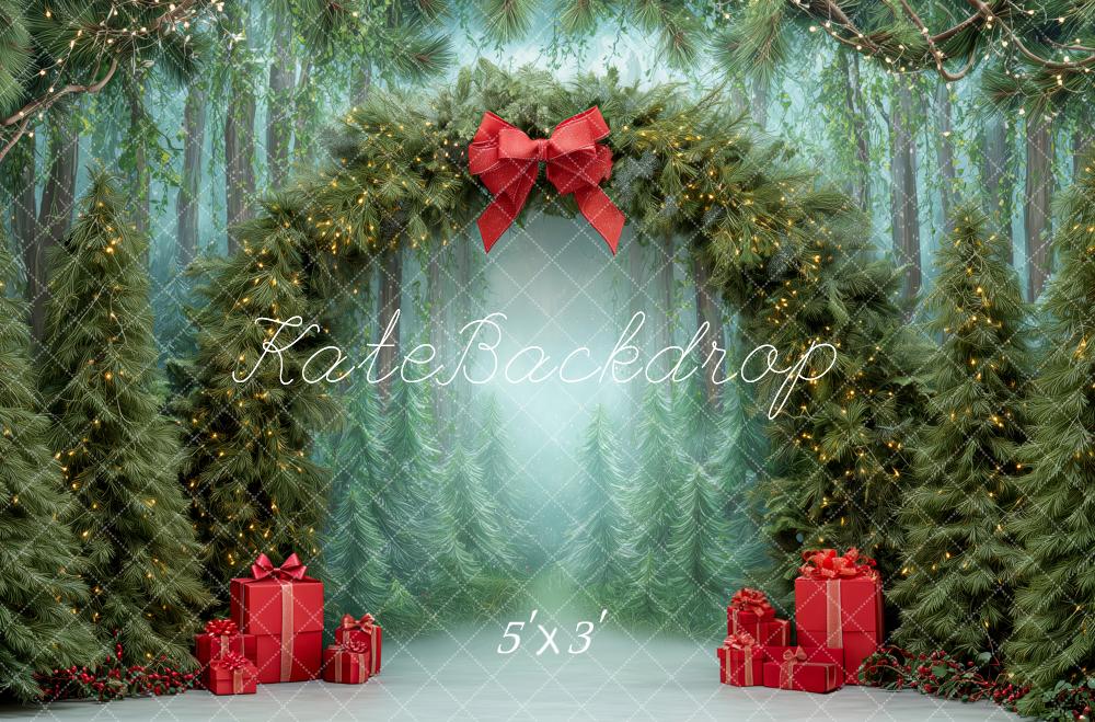 Kate Christmas Pine Arch Forest Presents Backdrop Designed by Patty Roberts