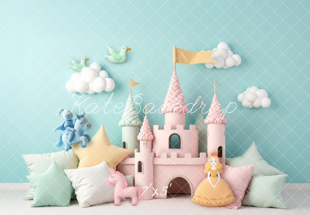 Kate Princess Castle Pony and Princess Cushions Printed Backdrop Designed by Laura Bybee