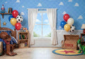 Kate Cowboy Toy Bedroom Blue Cloud Wall Printed Backdrop Designed by Mini MakeBelieve