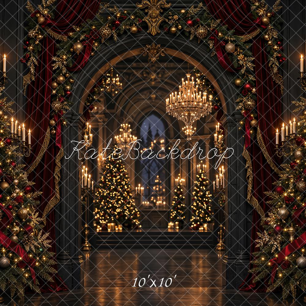 Kate Christmas Hall Luxury Christmas Tree Archway Printed Backdrop Designed by Emetselch