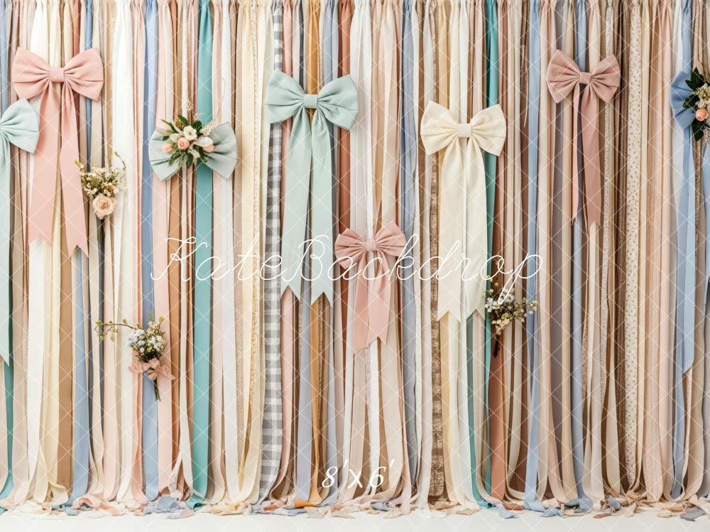 Kate Pastel Ribbon Wall Bows and Flowers Backdrop Designed by Patty Roberts