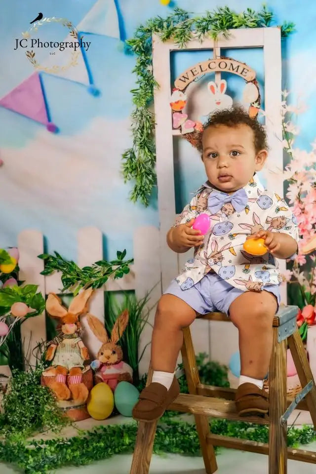 Kate Easter Bunny Garden Backdrop for Photography