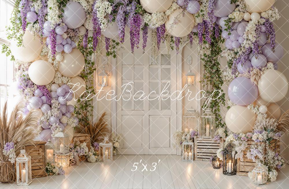 Kate Spring Flower Arch Balloon Lantern Crate Door Backdrop Designed by Emetselch