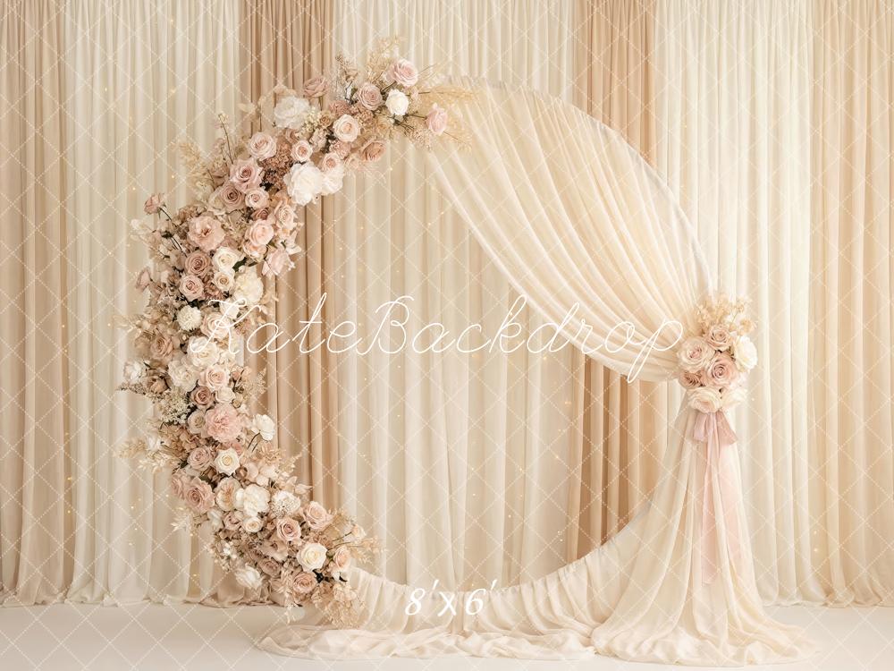 Kate Mother's Day Flower Arch Cream Drapes Printed Backdrop Designed by Patty Roberts