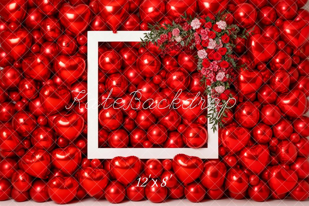Kate Valentine's Day Red Heart Balloons Frame Flower Arch Backdrop Designed by Patty Roberts