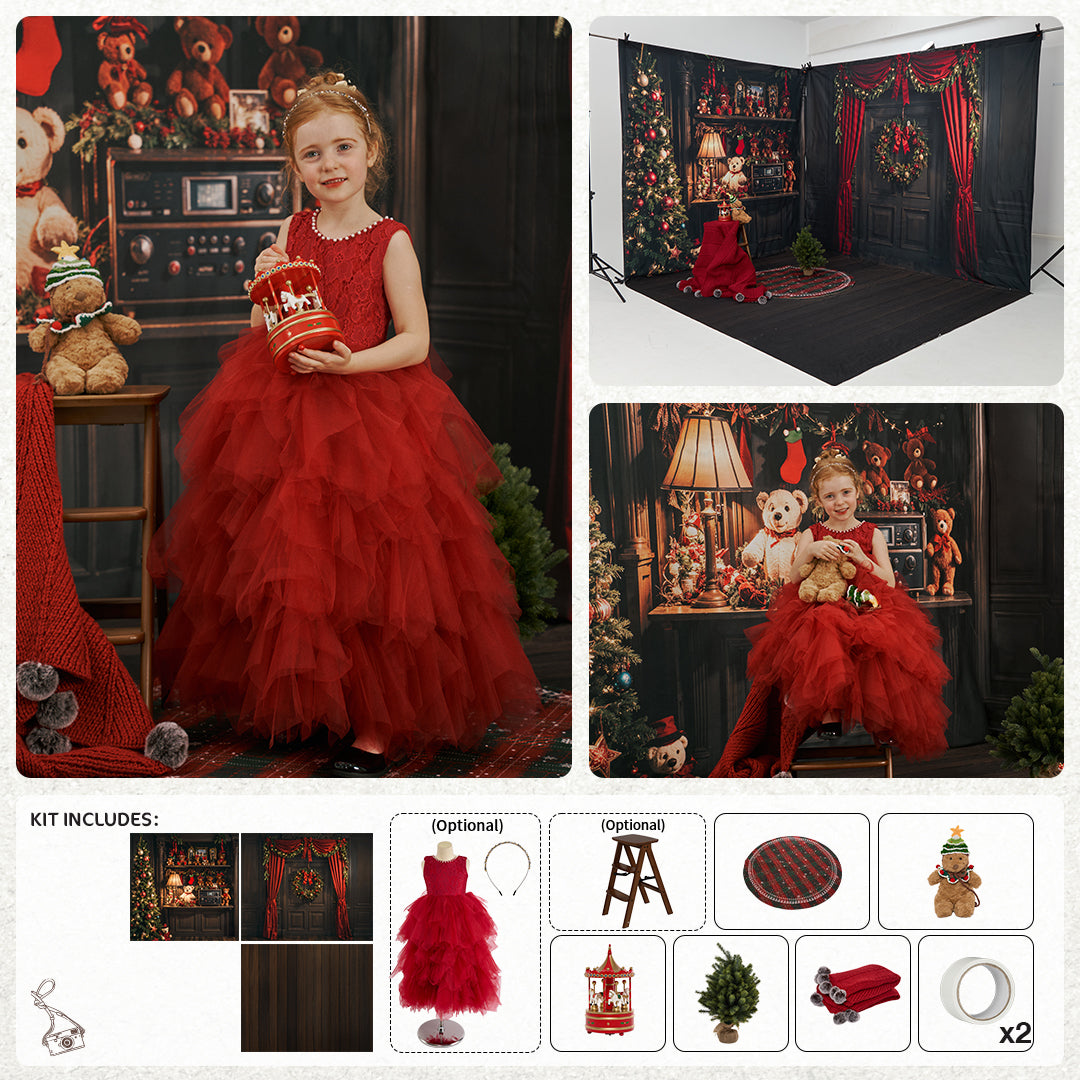 Kate Christmas Living Room Set Photo Kit Photography Backdrops&Props Themed Bundle