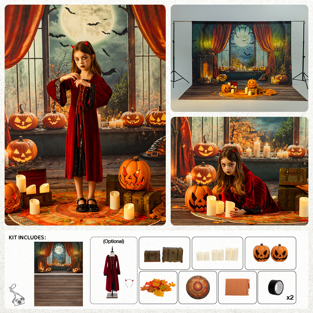 RTS Kate Halloween Fireplace Window Photo Kit Photography Backdrops&Props Themed Bundle