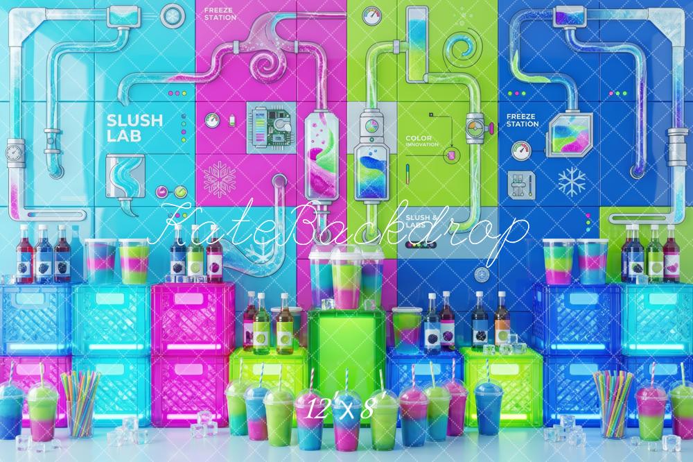Kate Colorful Slush Lab Rainbow Drinks Science Wall Printed Backdrop Designed by Patty Roberts