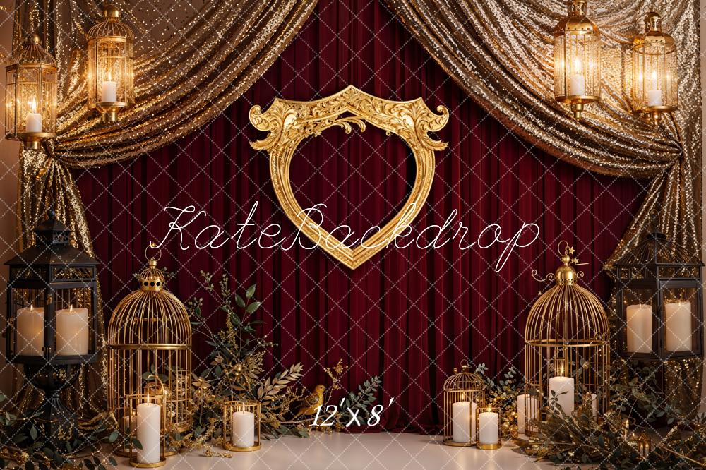 Kate Retro Luxury Gold Frame Birdcage Curtain Backdrop Designed by Emetselch