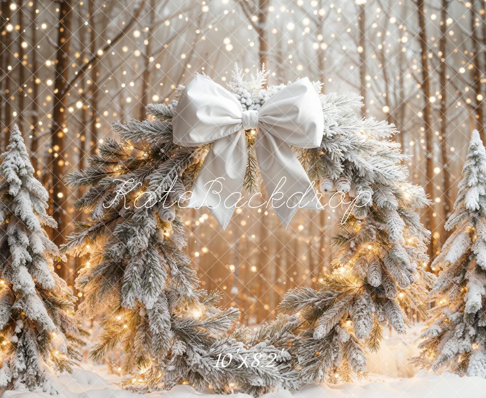 Kate Christmas Wreath Snowy Forest Backdrop Designed by Emetselch