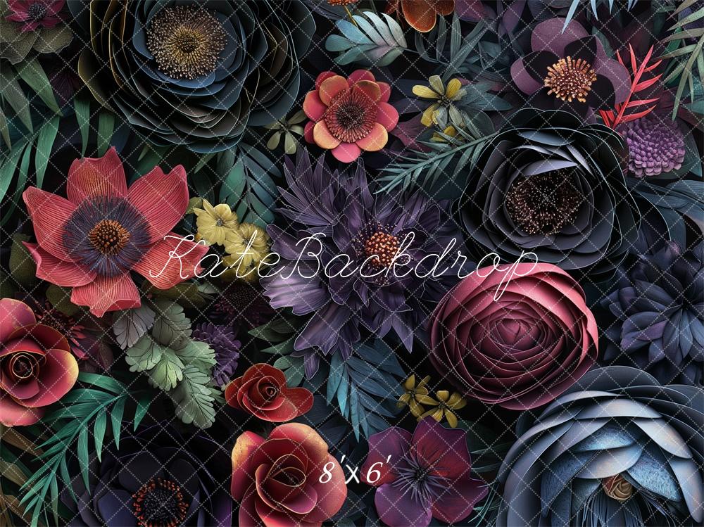 Kate Floral Dark Botanical Backdrop Designed by Kerry Anderson