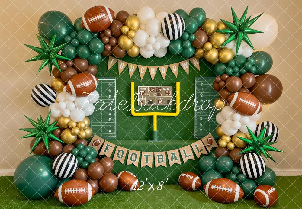 Kate Cake Smash Football Balloon Arch Goal Post Scoreboard Green Backdrop Designed by Emetselch
