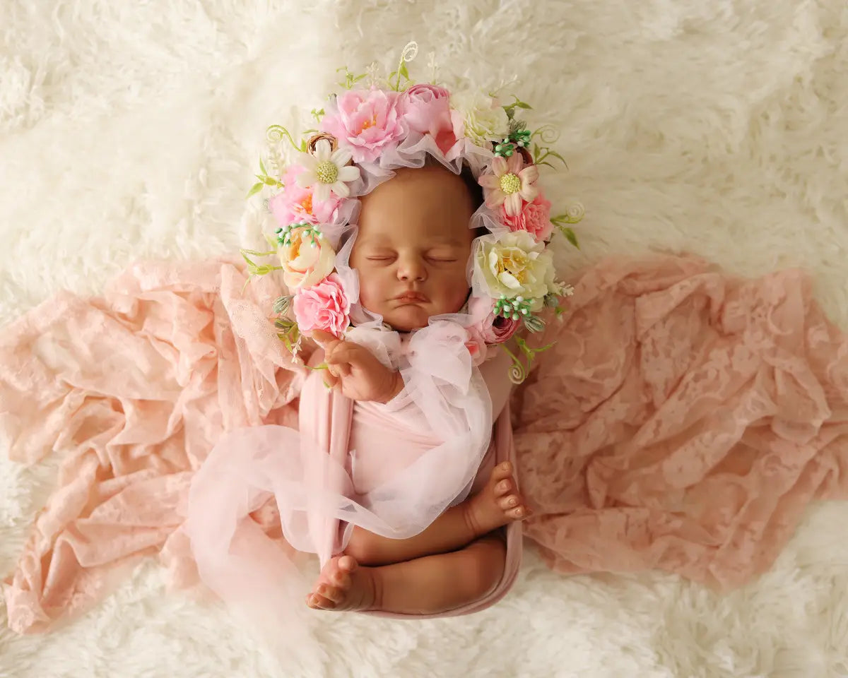Kate Pink Floral Bonnet for Newborn Photography