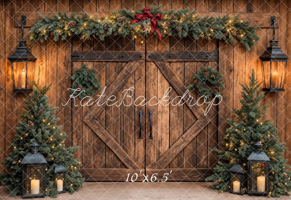 Fondo de Puerta de Granja Rústica de Árbol de Navidad Designed by Emetselch