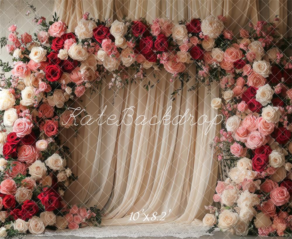 Valentine Flower Arch Wedding Curtains Foto Achtergrond Designed by Mini MakeBelieve