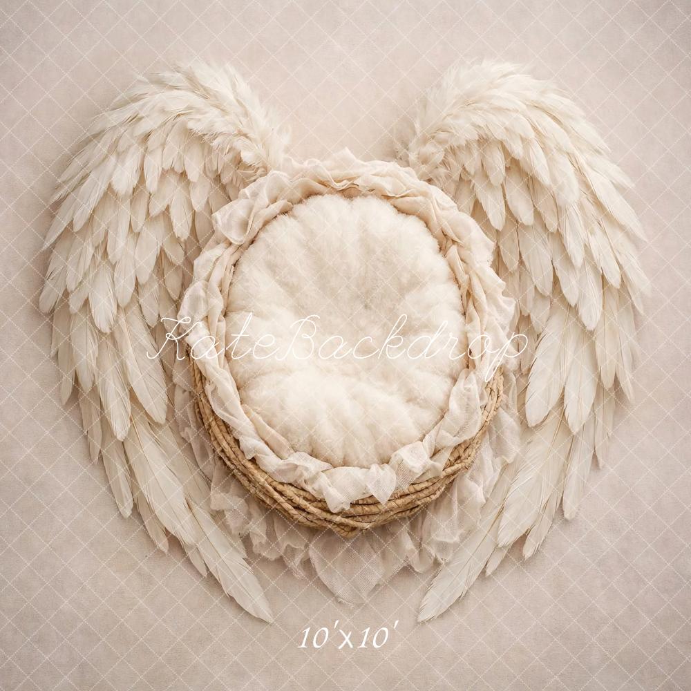TEST Kate Newborn Cream Angel Wings Nest Printed Backdrop Designed by Vertigo Productions