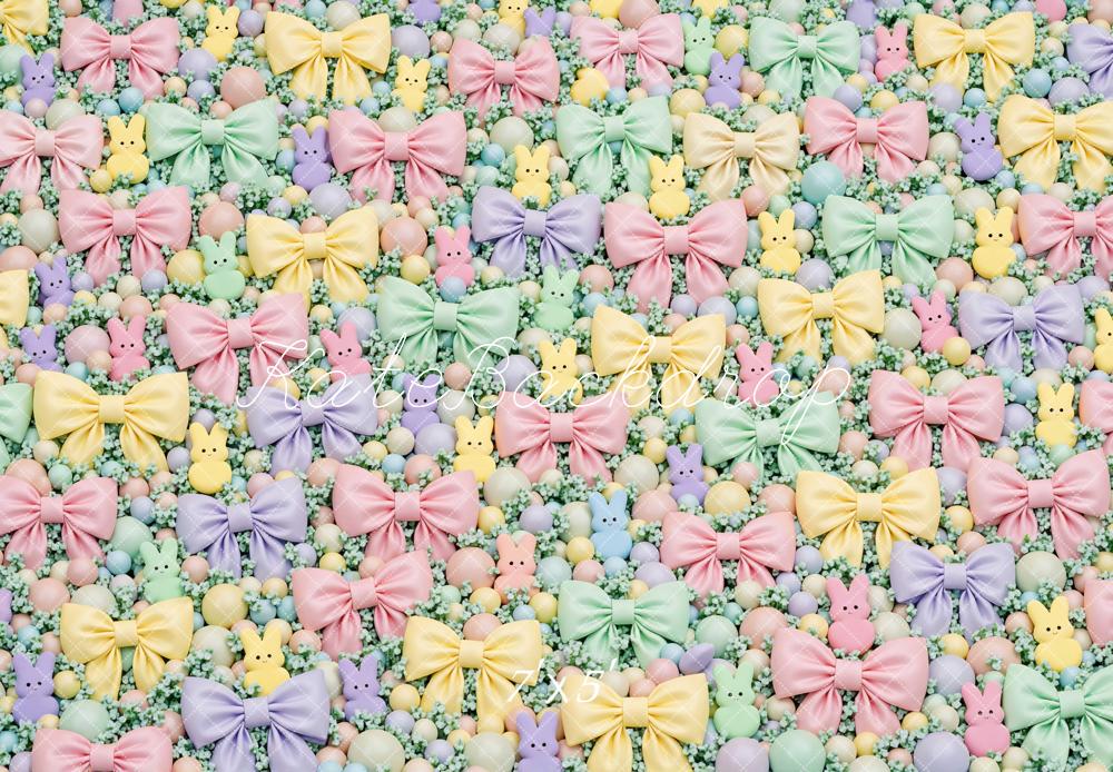 Kate Easter Bunny Pastel Bows Candy Backdrop Designed by Mini MakeBelieve