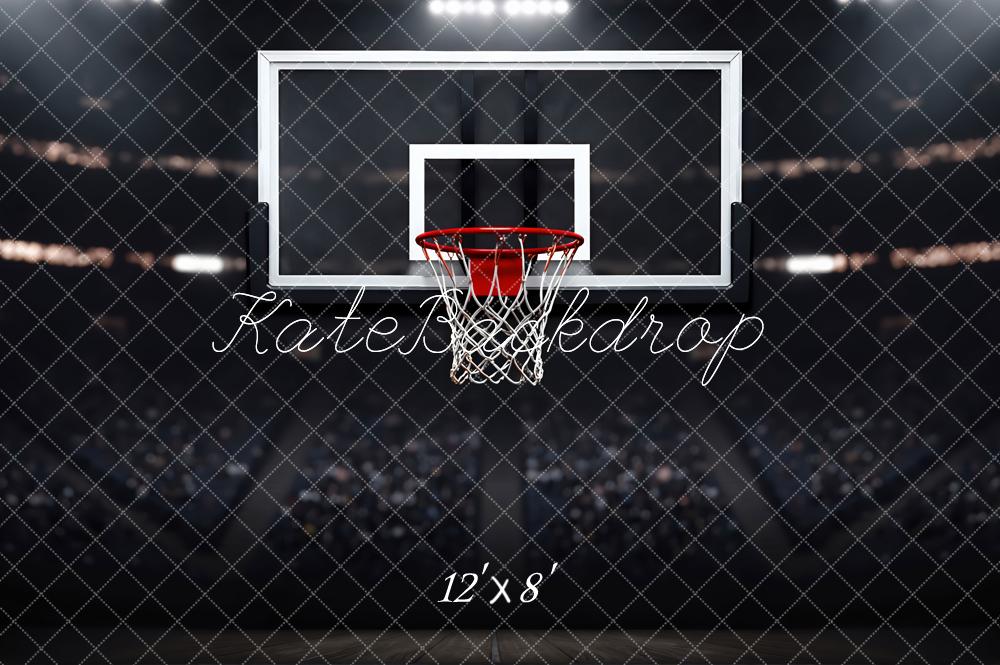 Kate Sports Basketball Hoop Court Stadium Printed Backdrop Designed by Mini MakeBelieve