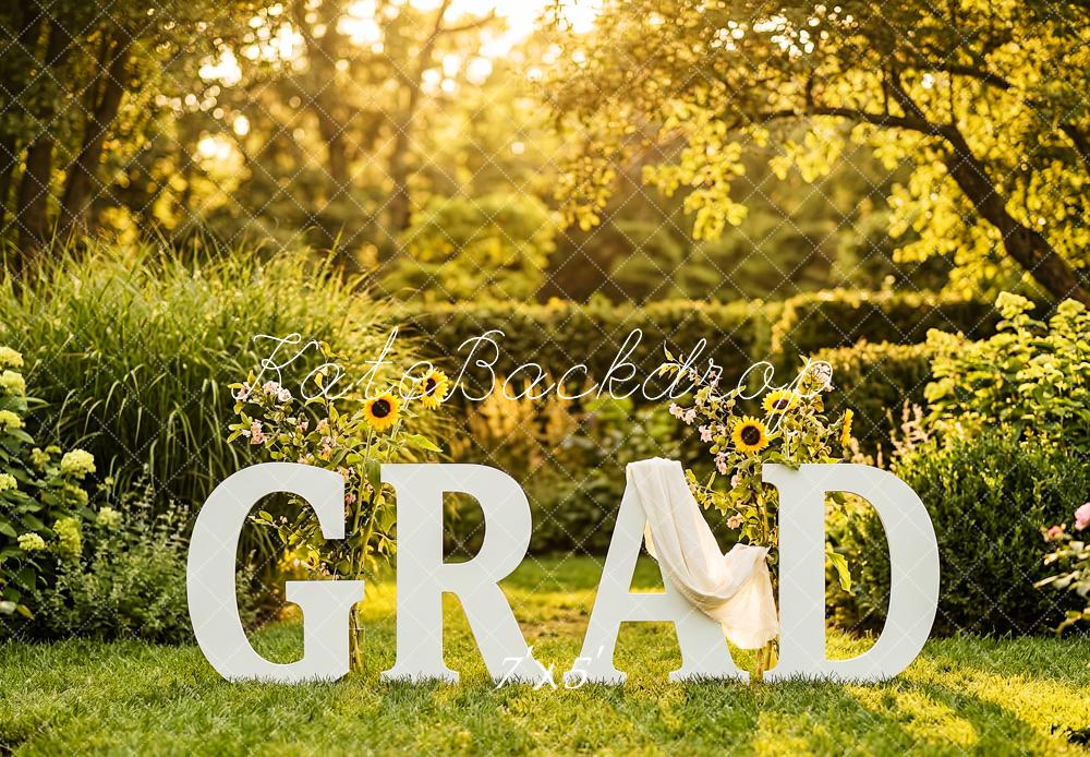 Kate Graduation Garden Sunflower Letters Printed Backdrop Designed by Patty Roberts