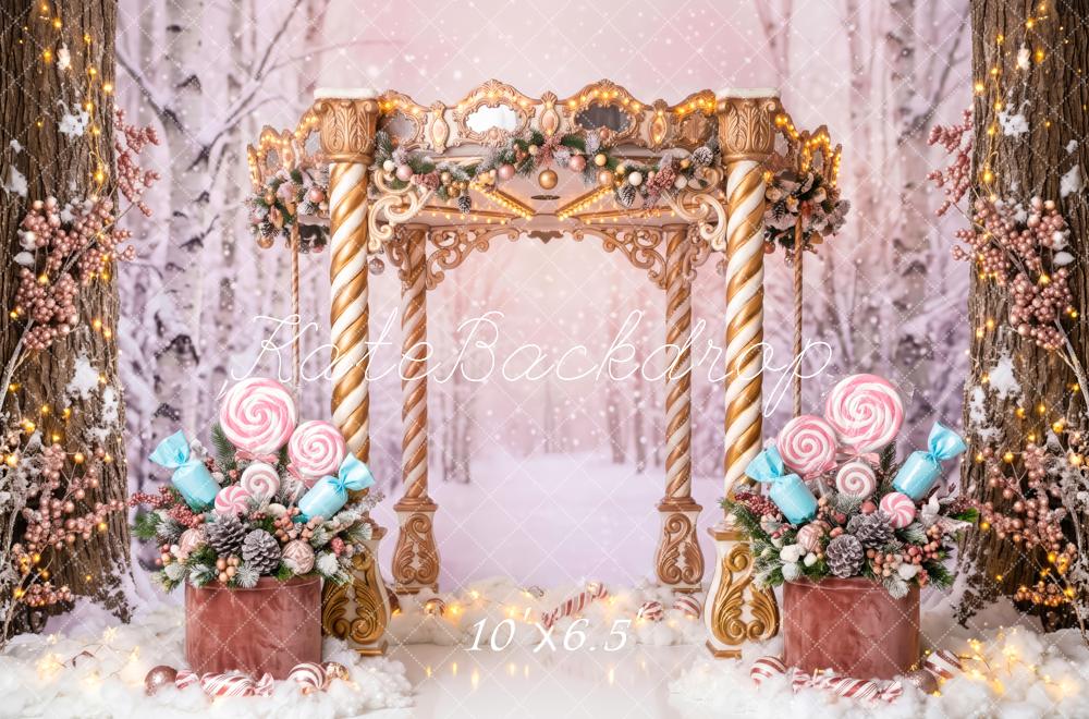 Kate Christmas Gateway Candy Snowy Forest Printed Backdrop Designed by Patty Roberts