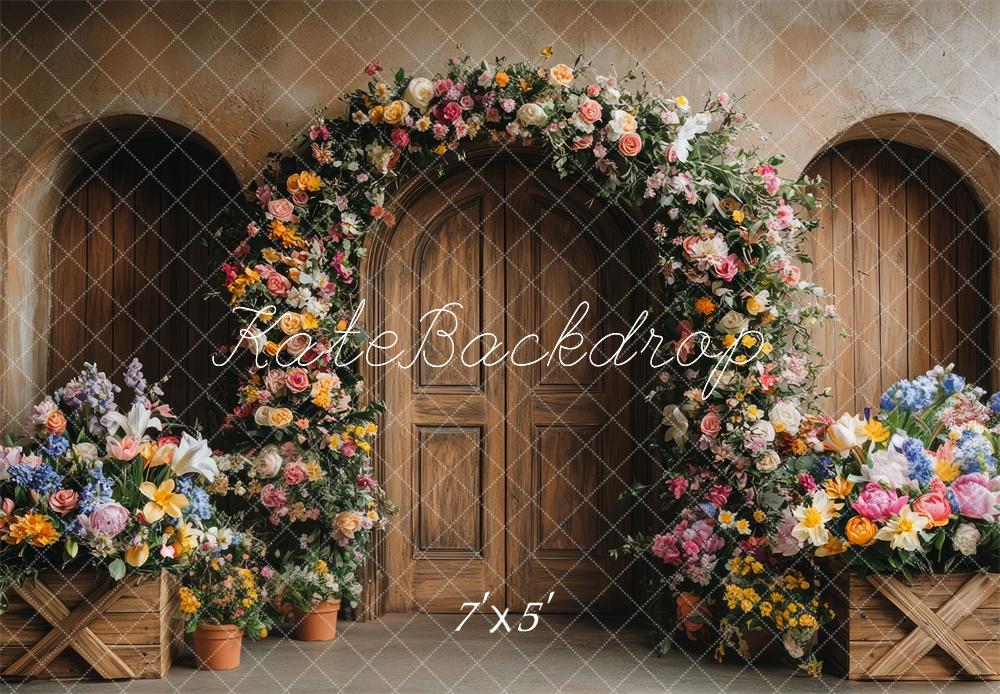 Kate Spring Flower Arch Rustic Door Backdrop Designed by Mini MakeBelieve