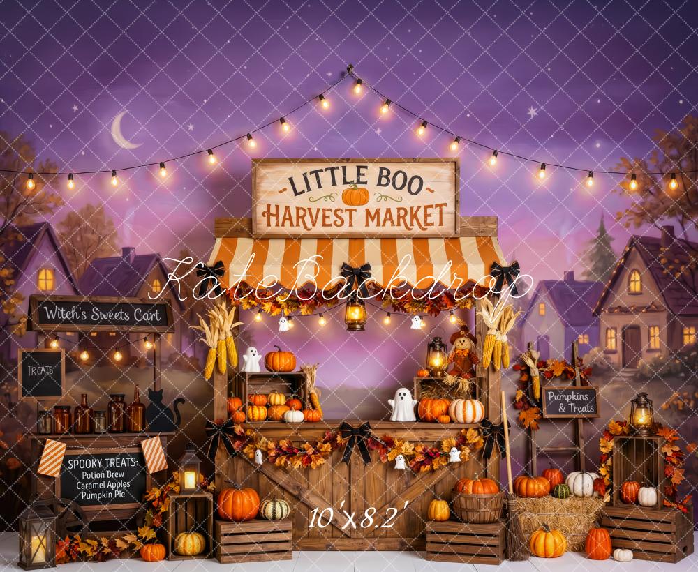 Kate Halloween Harvest Market Pumpkin Stand Ghost Printed Backdrop Designed by Patty Roberts