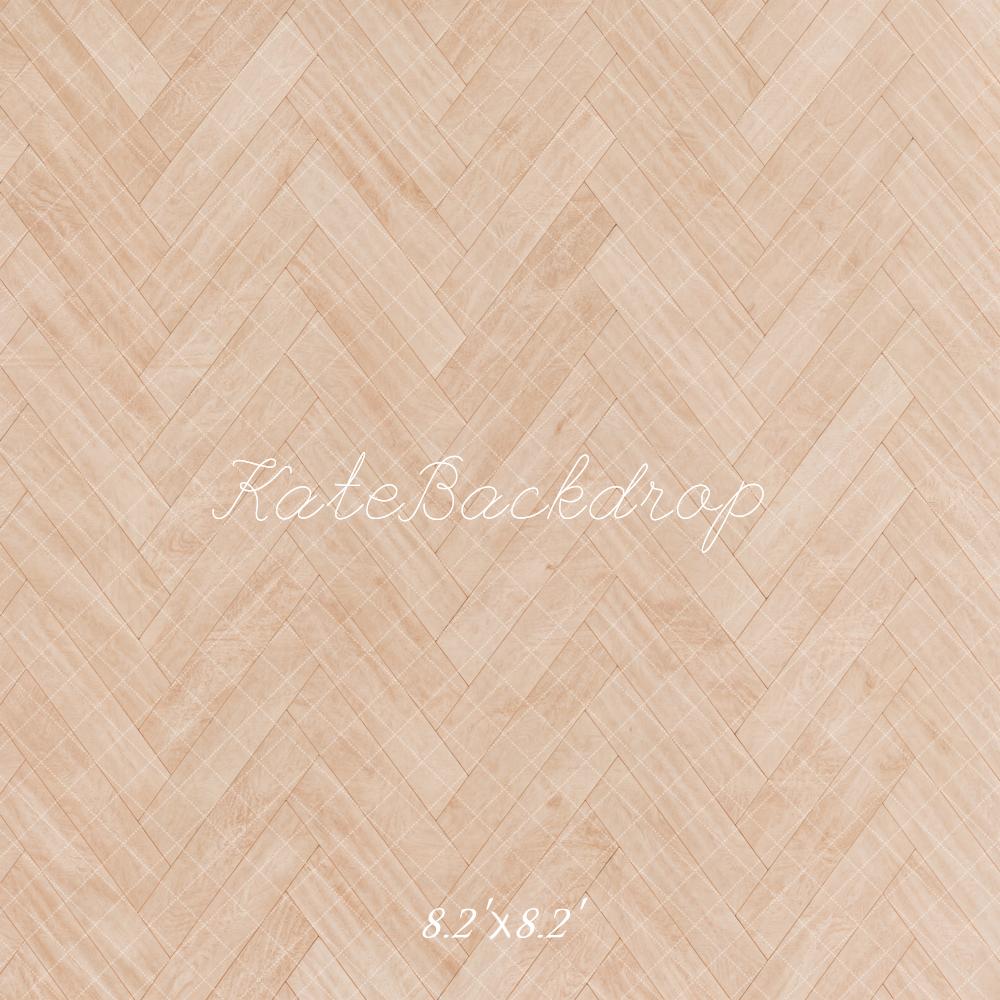 Kate Beige Herringbone Wood Floor Printed Backdrop Designed by Kate Image