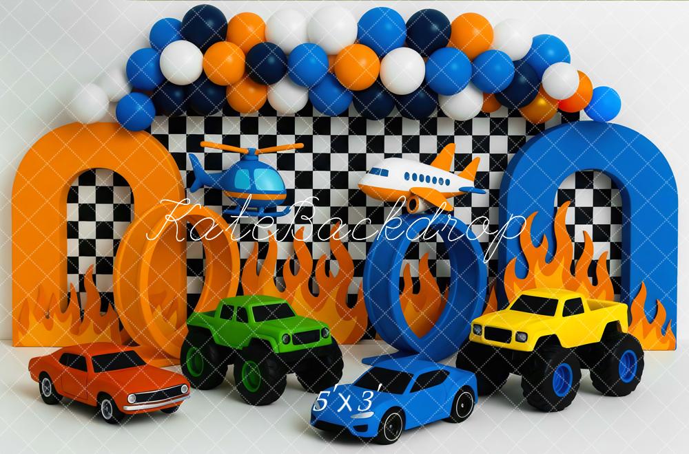 Cake Smash Race Car Ballon Boog Foto Achtergrond Designed by Mini MakeBelieve