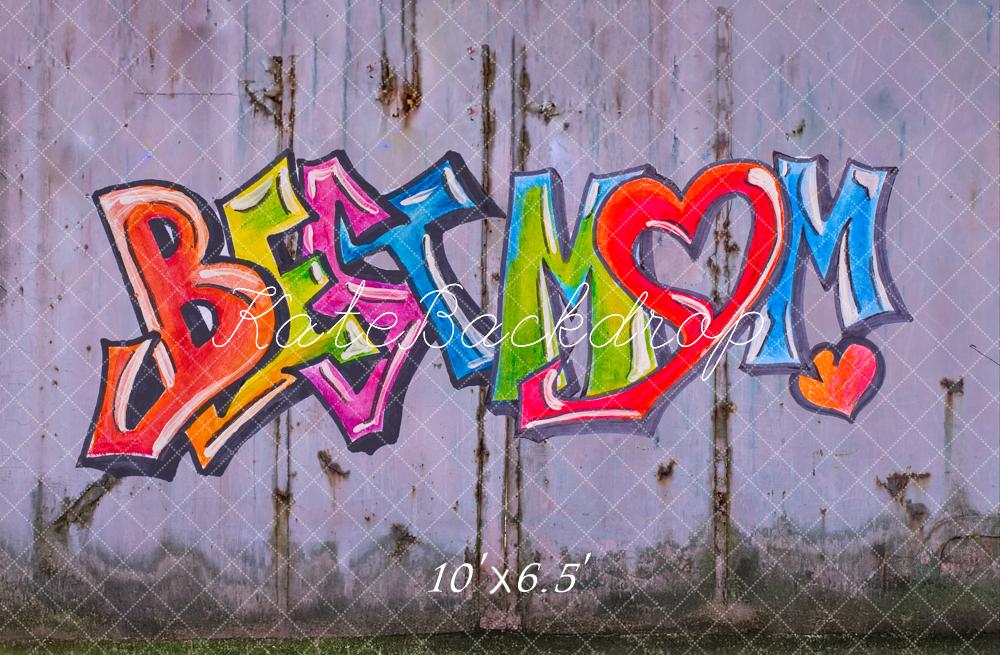 Kate Mother's Day Graffiti Best Mom Colorful Wall Backdrop Designed by Fantasyphotoart