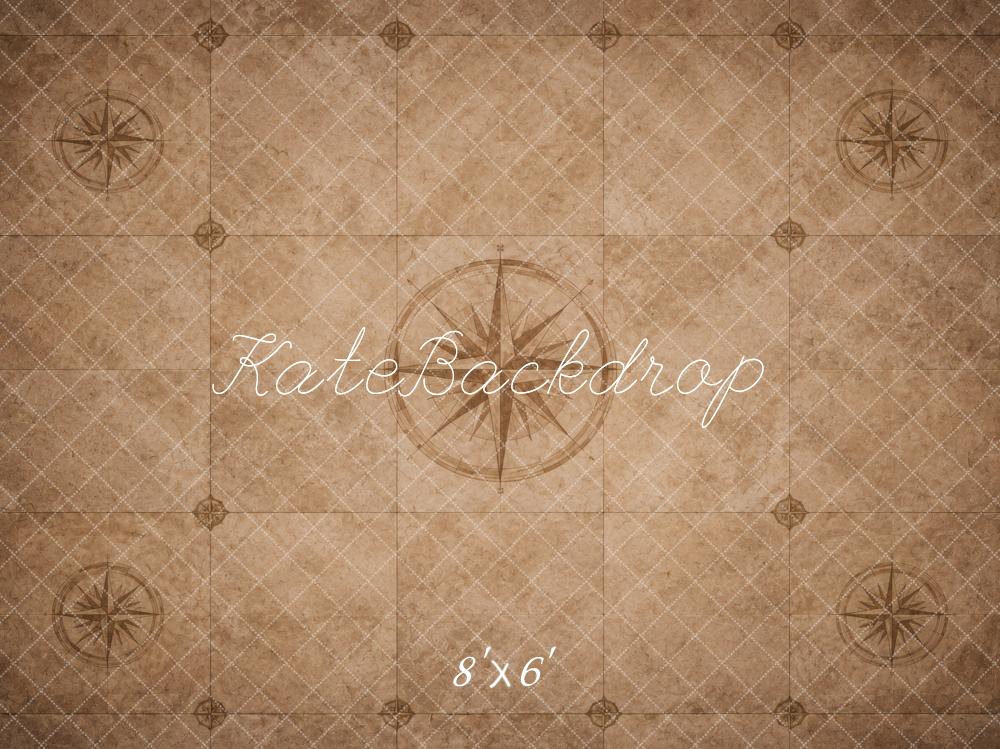 Kate Vintage Compass Brown Floor Printed Backdrop Printed Backdrop Designed by Vertigo Productions