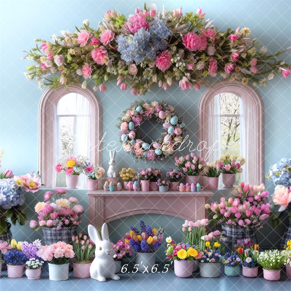 Kate Easter Bunny Flower Arch Window Backdrop Designed by Mini MakeBelieve