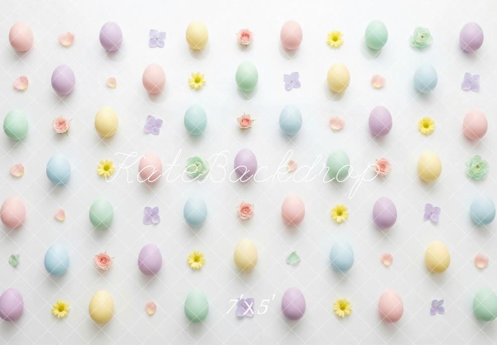 Kate Easter Pastel Eggs Flowers Pattern Backdrop Designed by Mini MakeBelieve