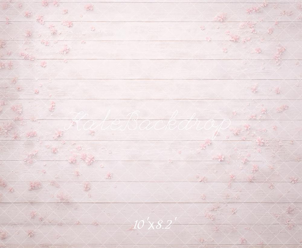 Kate Pink Flowers White Wood Floor Printed Backdrop Printed Backdrop Designed by Mandy Ringe Photography