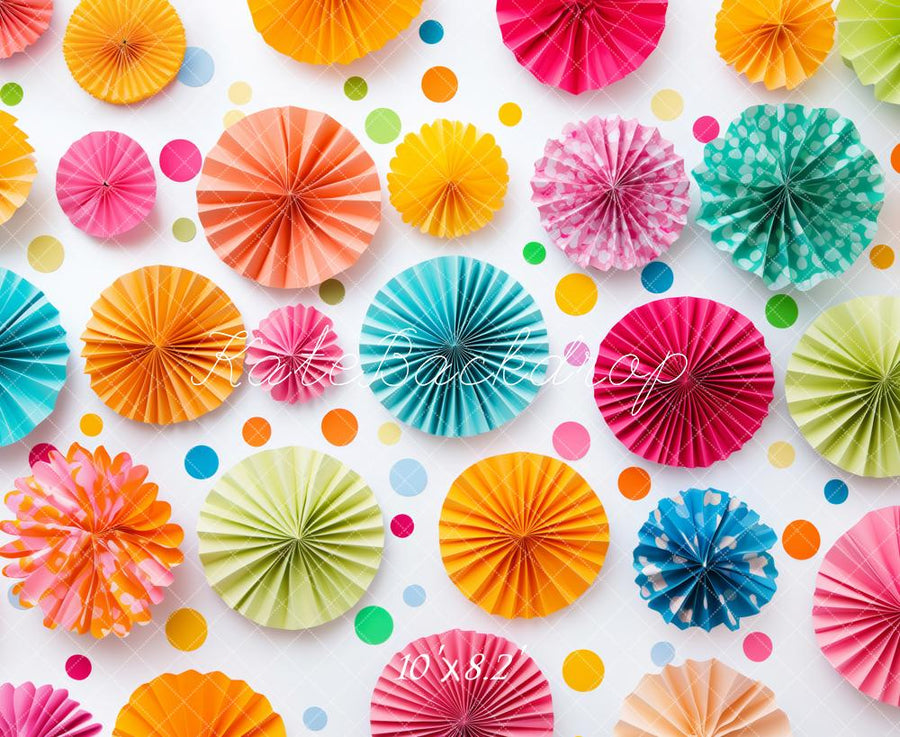 Colorful Paper Fans Party Backdrop